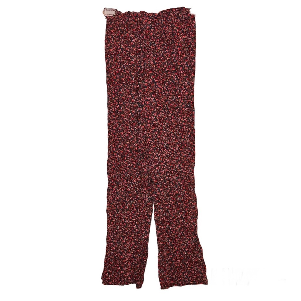 American Eagle Ditsy Floral Paperbag Cropped Pants Red XXS